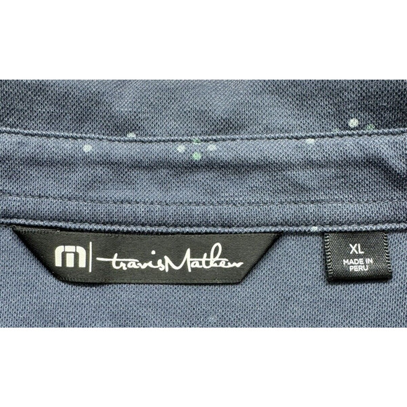 Travis Mathew Golf Polo Shirt Men's XL Blue Spots Stretch Pima Cotton Blend - Picture 3 of 5